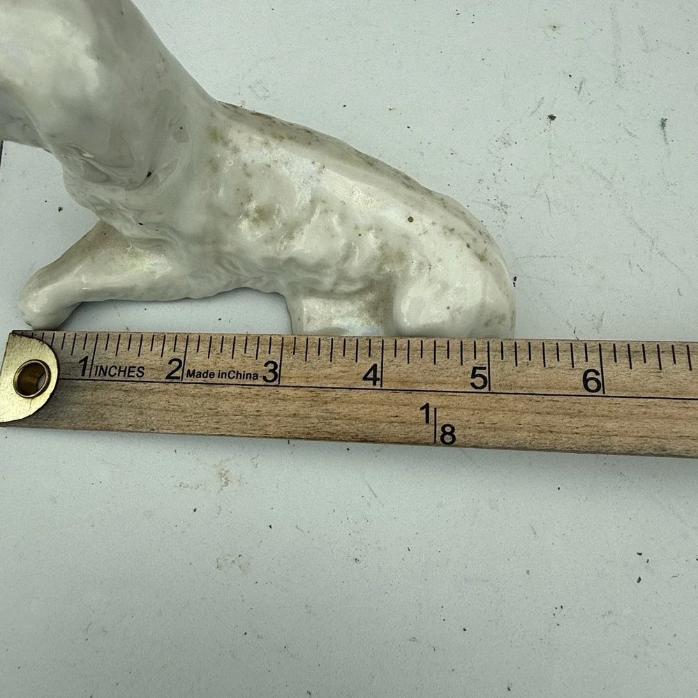 Vintage Porcelain Glazed White Dog‎ Made In Japan.